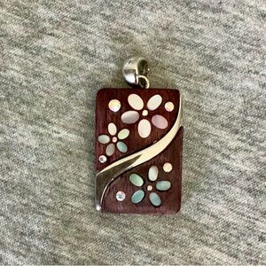 Floral Silver and Brown Pendant Lia Sophia